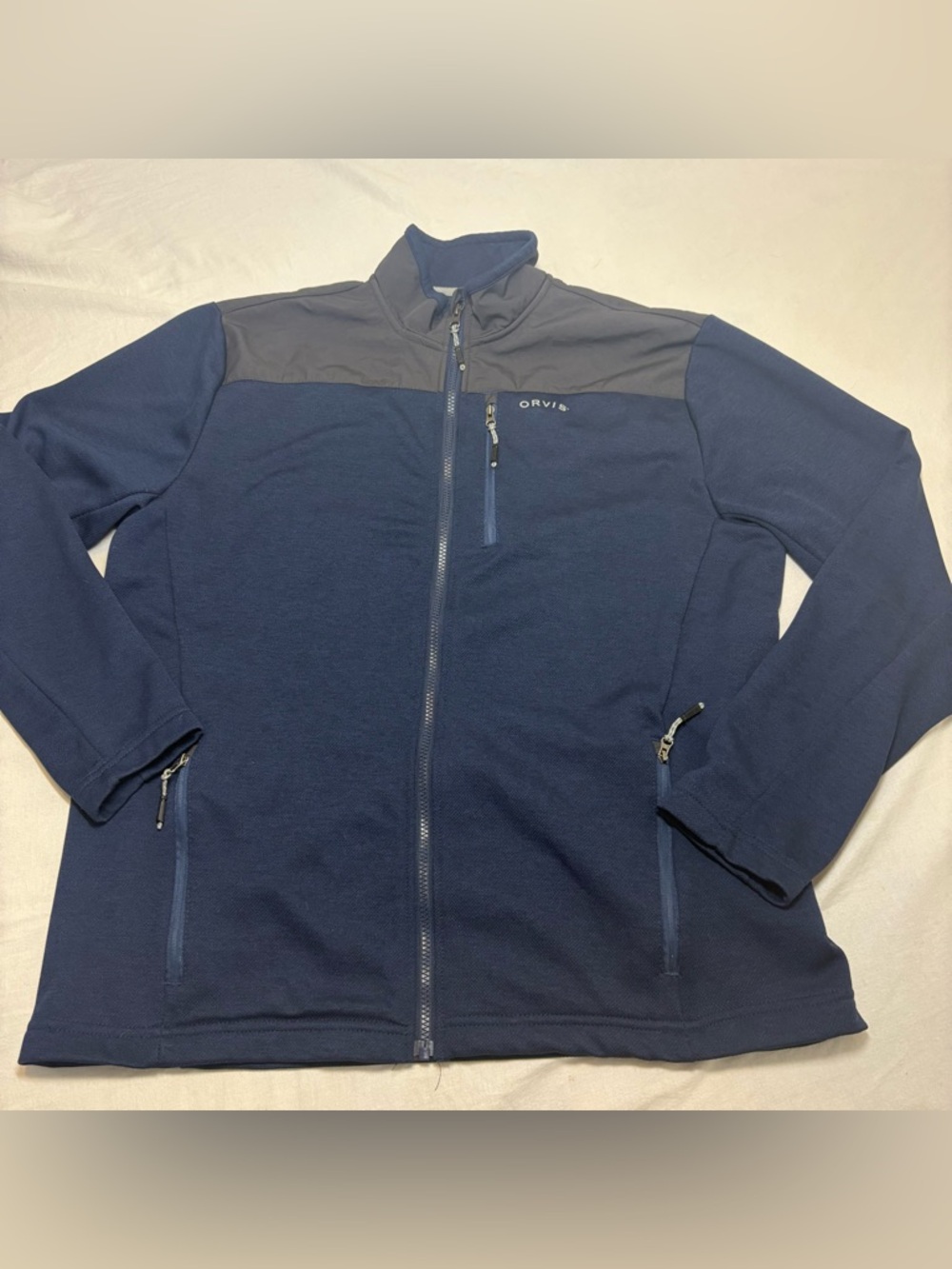 Orvis Navy and Dark Gray Full-Zip Fleece Jacket